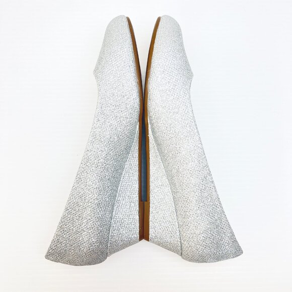 Sz 8- NWOT Dream‎ Pairs Debbie Slip On Mid Wedge Pump Shoes Silver Glitter - Picture 8 of 14